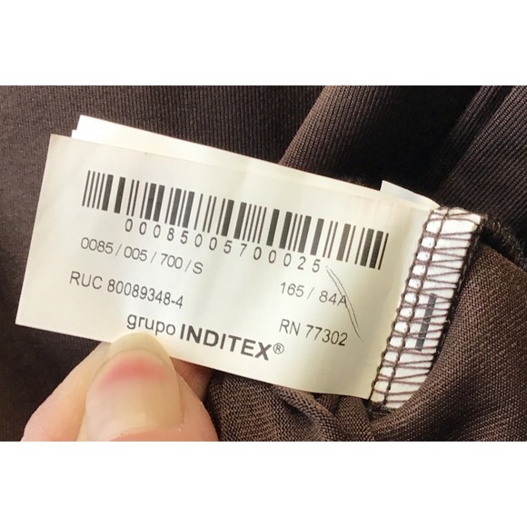 Zara Brown Mock Neck Long Sleeve Stretch Top with Paris Zara France Print Size 4 - Picture 7 of 8